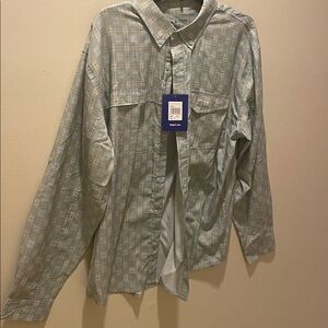 Huk Men's Light Blue / light green patterned long sleeve Shirt
